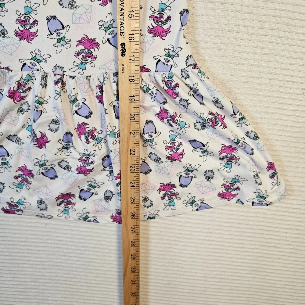 DreamWorks Trolls World Tour Girls Sleeveless Drop Waist Dress White Size M 7/8